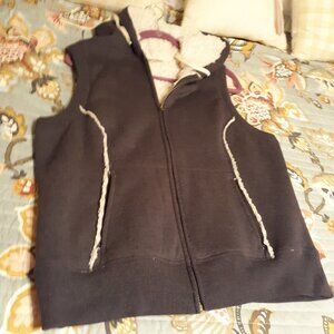 Gray Sweat Shirt Zip Vest With Hood Sherpa Lined XL Old navy